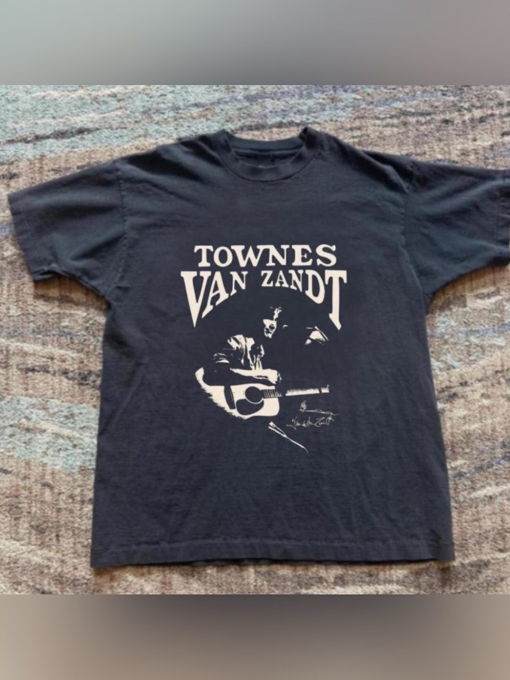 Townes Van Zandt Acoustic Guitar Black Country Folk Graphic T-Shirt